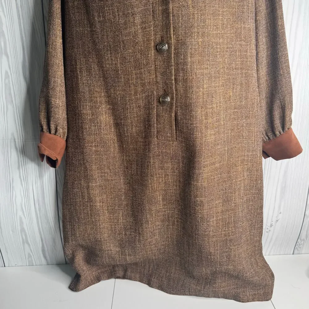 Vintage 1980 Brownstone Studio NY Shift Dress Velvet Collar Size 18P Lagenlook - Picture 4 of 10